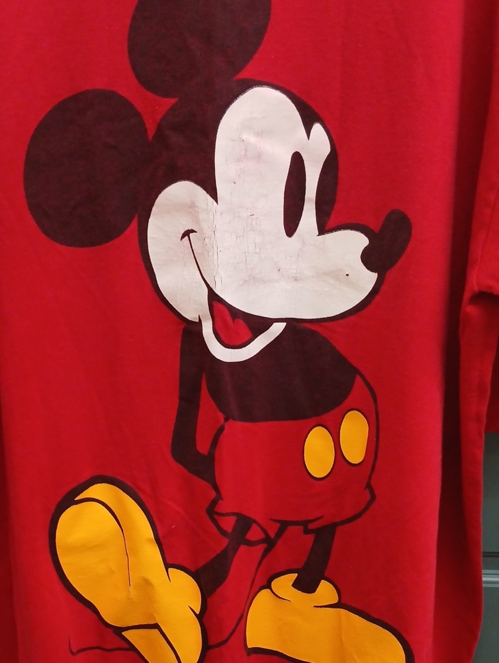 Disney Vintage Red Mickey Mouse Graphic Tee Oversized Unisex One Size Fits All - Picture 5 of 8